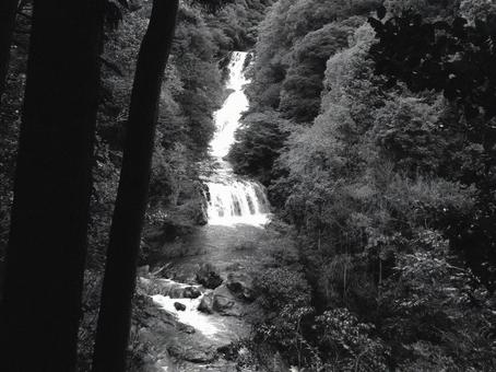 島根県-岩瀧寺の滝-白黒 島根県-岩瀧寺の滝-白黒 岩瀧寺の滝,滝,マイナスイオンの写真素材