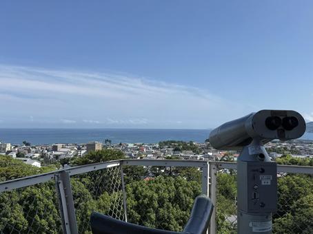 小田原城から見た小田原の街 小田原城から見た小田原の街 街,海,空の写真素材