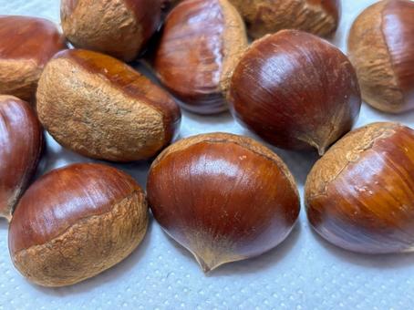 栗 栗,マロン,秋の味覚の写真素材