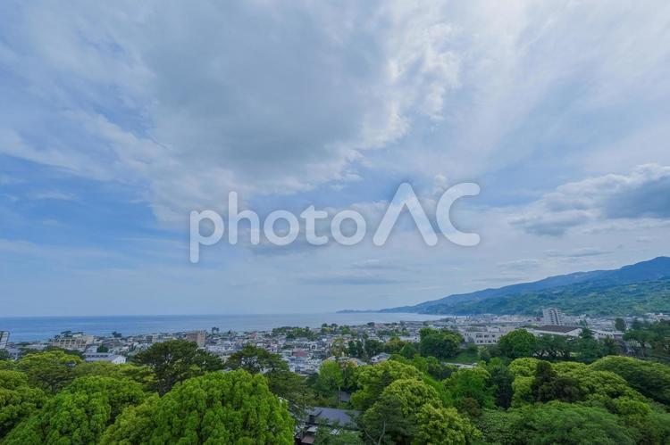 小田原城から眺める休日の小田原市内 小田原,小田原市,景観の写真素材
