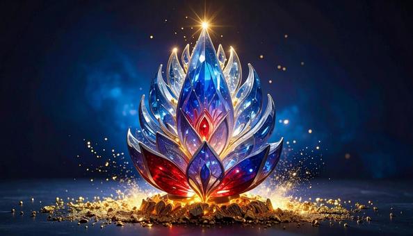 青と赤の宝石蓮華　神秘の炎の写真