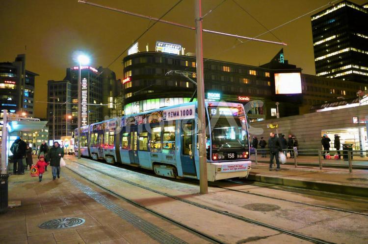 ノルウェーの首都オスロでの風景20 オスロ,ヨーロッパ,路面電車の写真素材