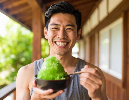 大きなかき氷(メロン味) 大きなかき氷(メロン味)の写真