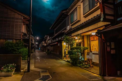 【石川】夜のひがし茶屋街 ひがし茶屋街,石川,金沢の写真素材