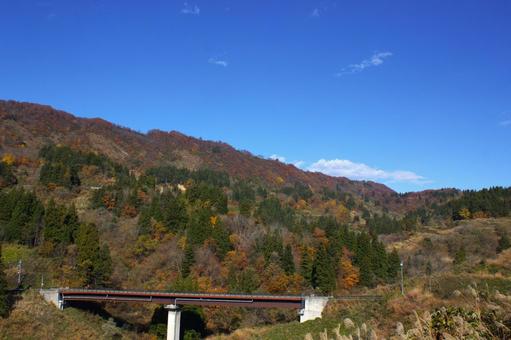 25年　山古志紅葉 綺麗,きれい,空の写真素材
