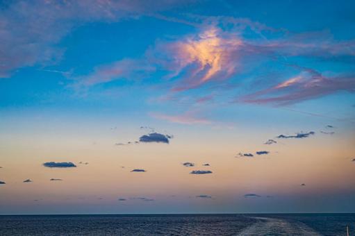 日本海　フェリーからの風景の写真