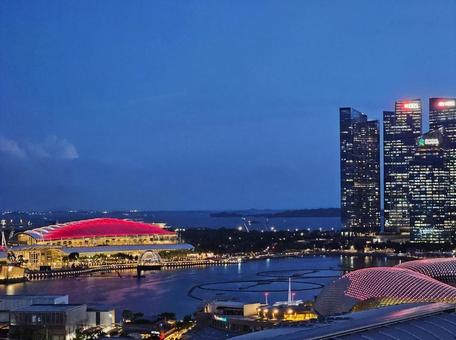 シンガポールの夜景 シンガポール,夜景,眺めの写真素材