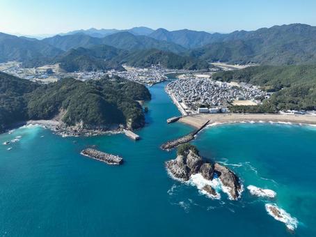 徳島県美波町　日和佐川河口 日和佐川河口,日和佐川,河口の写真素材