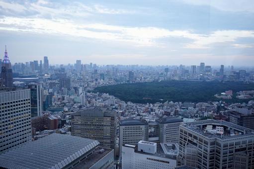高層ビル群と広大な緑の都会の景色 高層ビル群と広大な緑の都会の景色 町並み,ビル,高層ビルの写真素材