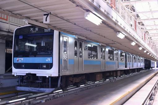 Commuter train undergoing inspection at a vehicle workshop, JPG Commuter train undergoing inspection at a vehicle workshop, JPG