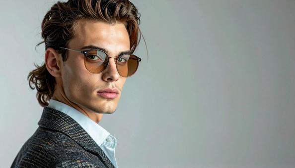 サングラスをかけたお洒落な男性モデル サングラスをかけたお洒落な男性モデルの写真