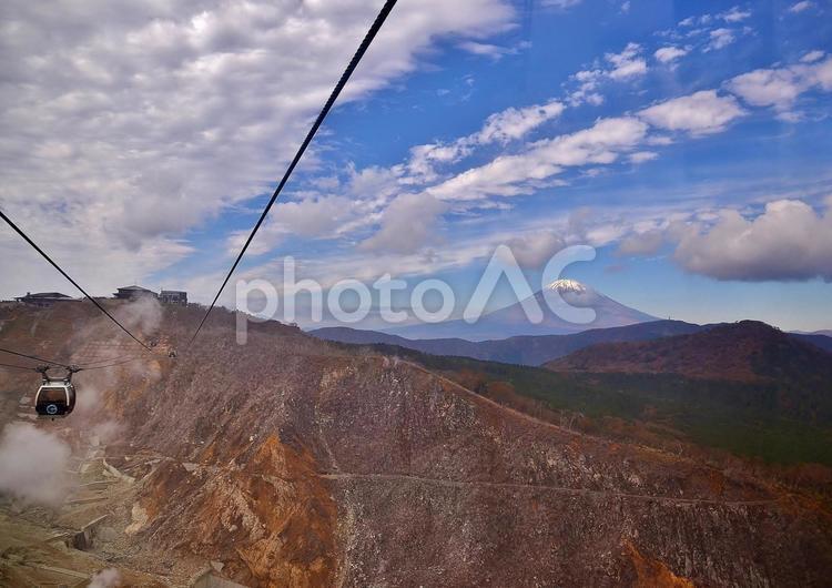箱根ロープウエイからの風景 富士山,箱根山,大涌谷の写真素材
