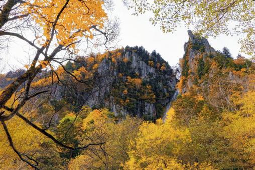 層雲峡の紅葉　 層雲峡,紅葉,銀河の滝の写真素材