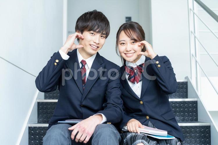 高校生のポートレート 高校生,男女,カップルの写真素材