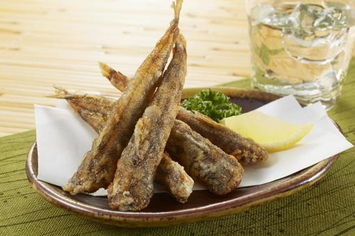 メヒカリの唐揚げ メヒカリの唐揚げ,メヒカリ,目光の写真素材