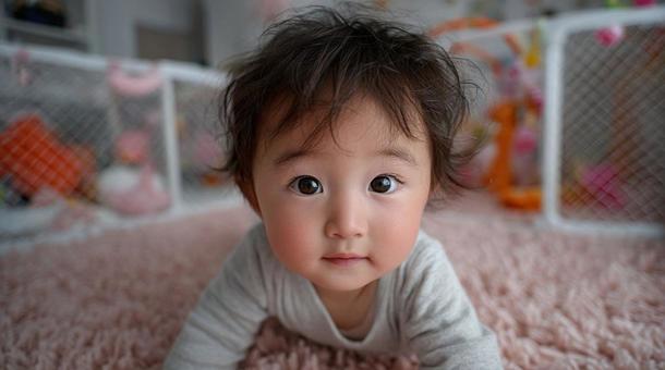 子供部屋でハイハイする赤ちゃん 11の写真