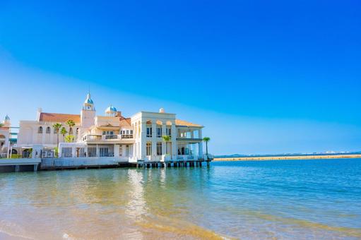 福岡県　シーサイドももち海浜公園の風景 福岡県,福岡市,青空の写真素材