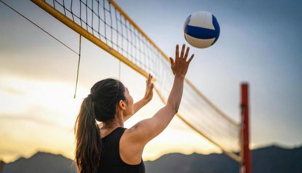 バレーボール ボールを受け取る瞬間 バレーボール ボールを受け取る瞬間の写真