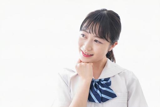 悩む学生 悩む学生 考える,試験,高校生の写真素材