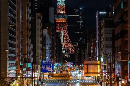 東京タワー　夜景 東京タワー,東京,夜景の写真素材