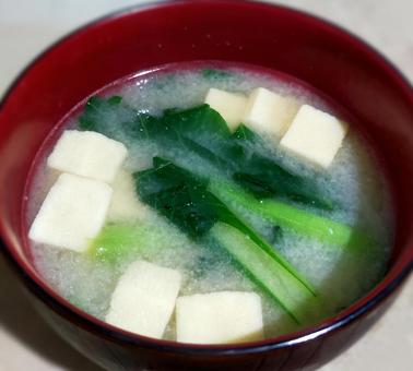 Miso soup Komatsuna Tofu, JPG Miso soup Komatsuna Tofu, JPG