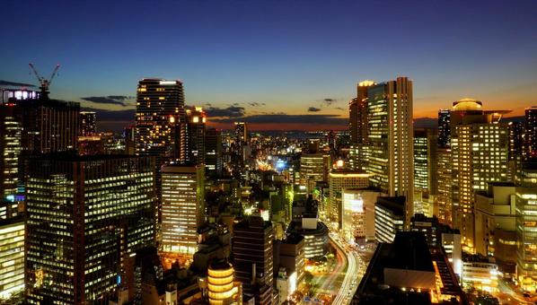 大阪の中心部夜景 大阪,梅田,大阪市の写真素材