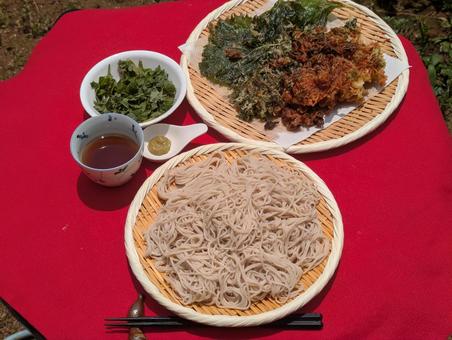 Lunch: Zaru soba noodles with green perilla from my garden, JPG Lunch: Zaru soba noodles with green perilla from my garden, JPG