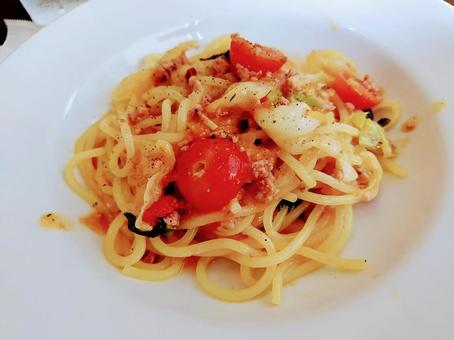 トマトパスタ トマト,パスタ,ランチの写真素材