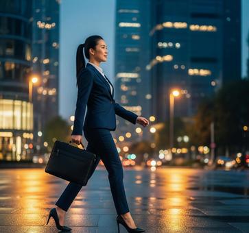 颯爽と歩くキャリアウーマン 颯爽と歩くキャリアウーマンの写真