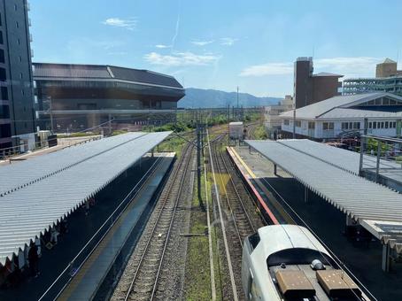 View from JR Sagano Line "Kameoka" station building, JPG View from JR Sagano Line "Kameoka" station building, JPG