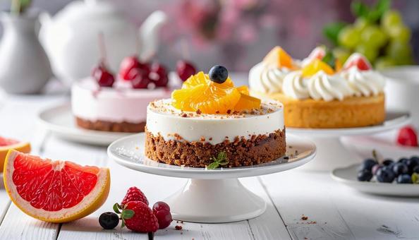 ショートケーキの集合イメージ ショートケーキの集合イメージの写真