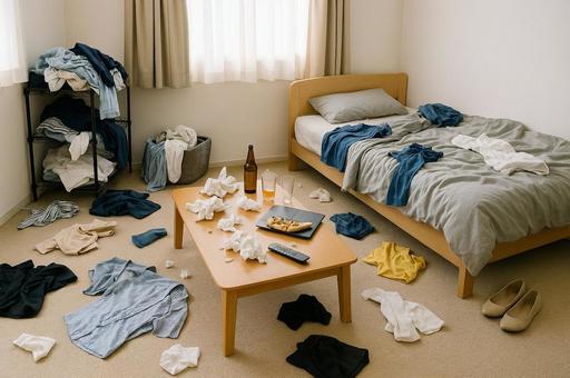 散らかった部屋の片付け 散らかった部屋の片付けの写真