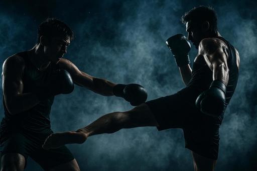 暗闇でのボクシングの写真