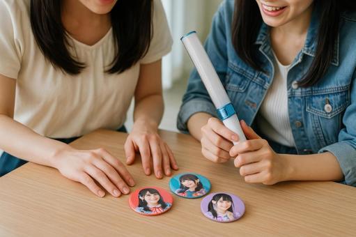 ライブ前に友達とグッズ確認 ライブ前に友達とグッズ確認の写真