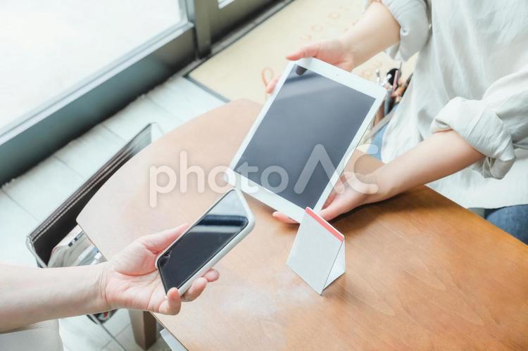 QRコード決済・バーコード決済（顔なし・電卓） 電子マネー,買い物,qrコード決済の写真素材