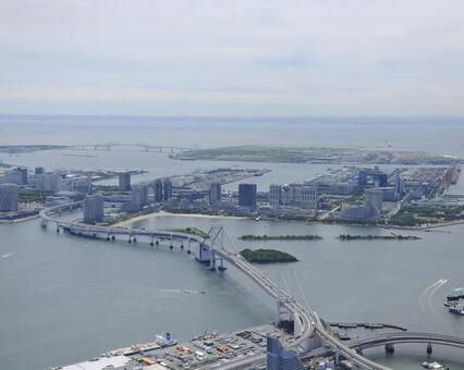 Aerial shot of Odaiba, helicopter shot, helicopter, jiangdong district, JPG