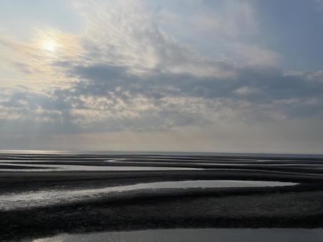 夕暮れの海岸 夕暮れの海岸の写真