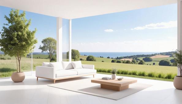 白いバルコニー 白いバルコニーの写真