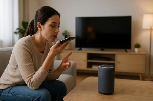 音声操作する女性の写真