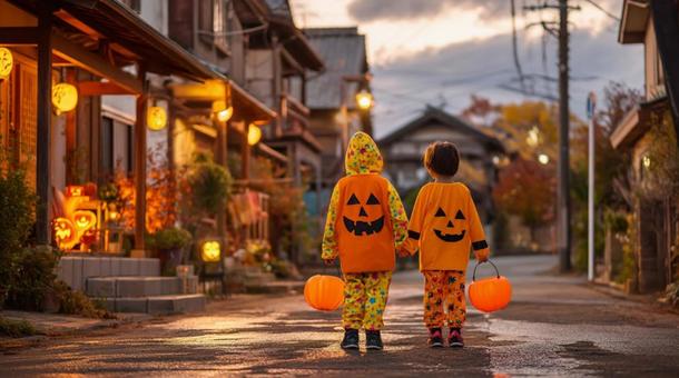 ハロウィンを楽しむ日本の子供達 ハロウィンを楽しむ日本の子供達の写真