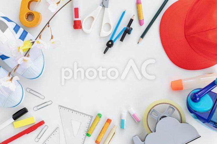 新学期イメージ　new semester 新学期,入学,文房具の写真素材