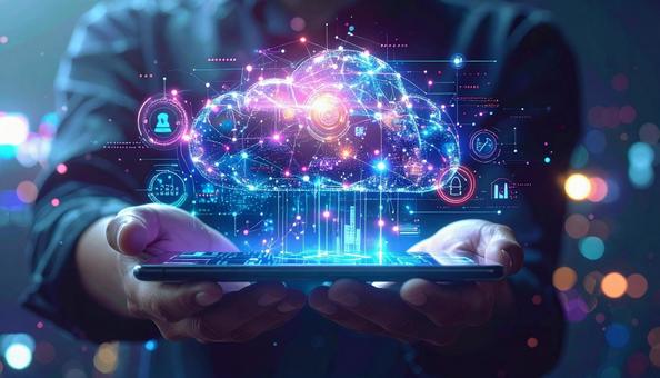 手のひらの上の生成AIとアイコン 手のひらの上の生成AIとアイコンの写真