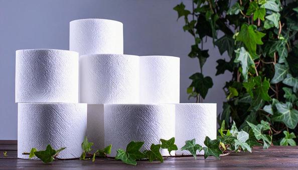 テーブルに置かれたトイレットペーパーの写真