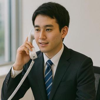 電話応対をする新入社員ビジネスマン 電話応対をする新入社員ビジネスマンの写真