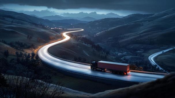 峠を走るトラックのミニチュア模型 模型,ミニチュア,ミニカーの写真素材