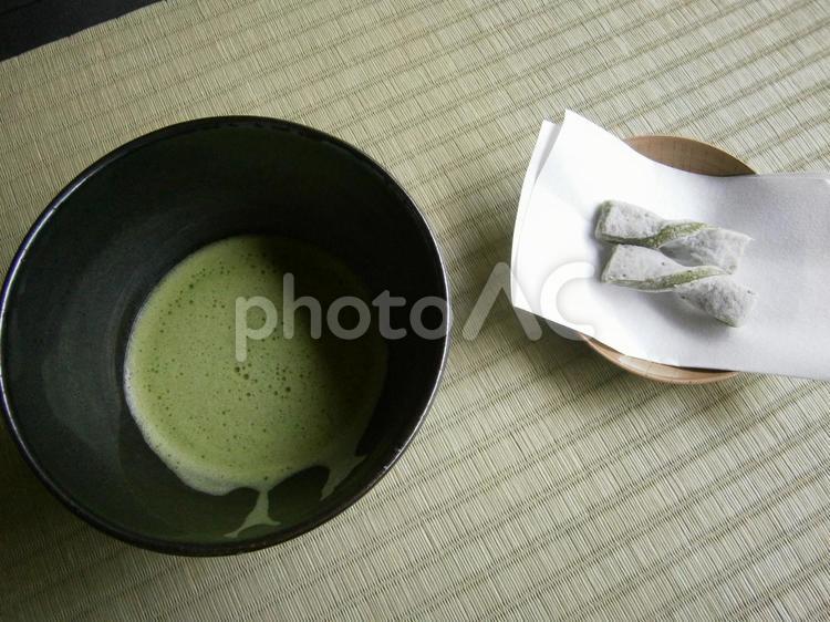 抹茶と和菓子 お茶,和菓子,抹茶の写真素材