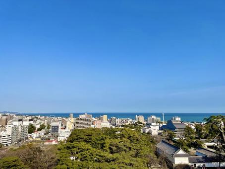 小田原城下町と相模湾 小田原城下町と相模湾 小田原市,小田原城,城下町の写真素材