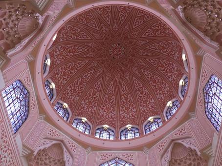 ピンクモスクの天井　マレーシア ピンクモスク,天井,モスクの写真素材