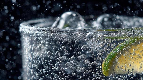 清涼感あふれる、弾ける気泡と水のしぶき 清涼感あふれる、弾ける気泡と水のしぶきの写真
