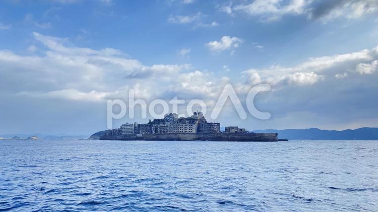 長崎県長崎市端島　軍艦島の全景 軍艦島,端島,長崎県の写真素材